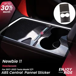 Model Y 2023 Central Control Sticker Protective Decorative Carbon Fiber Patch For Tesla Model 3 Y 2021 2022 Car Accessories 