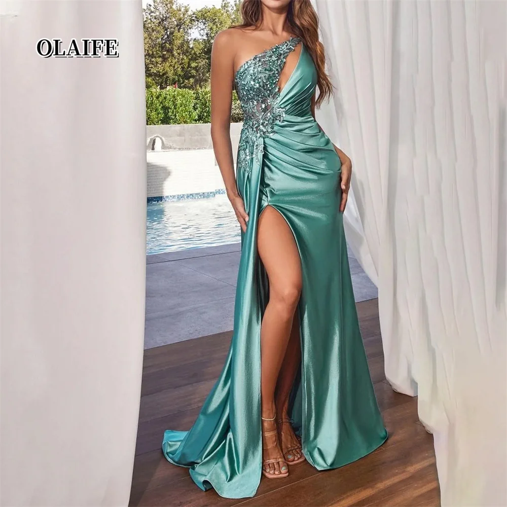 Vestidos florales de fiesta hasta el suelo con un solo hombro y columna con lado dividido Vestidos Para Eventos Especiales فسات prz onder onderkusو