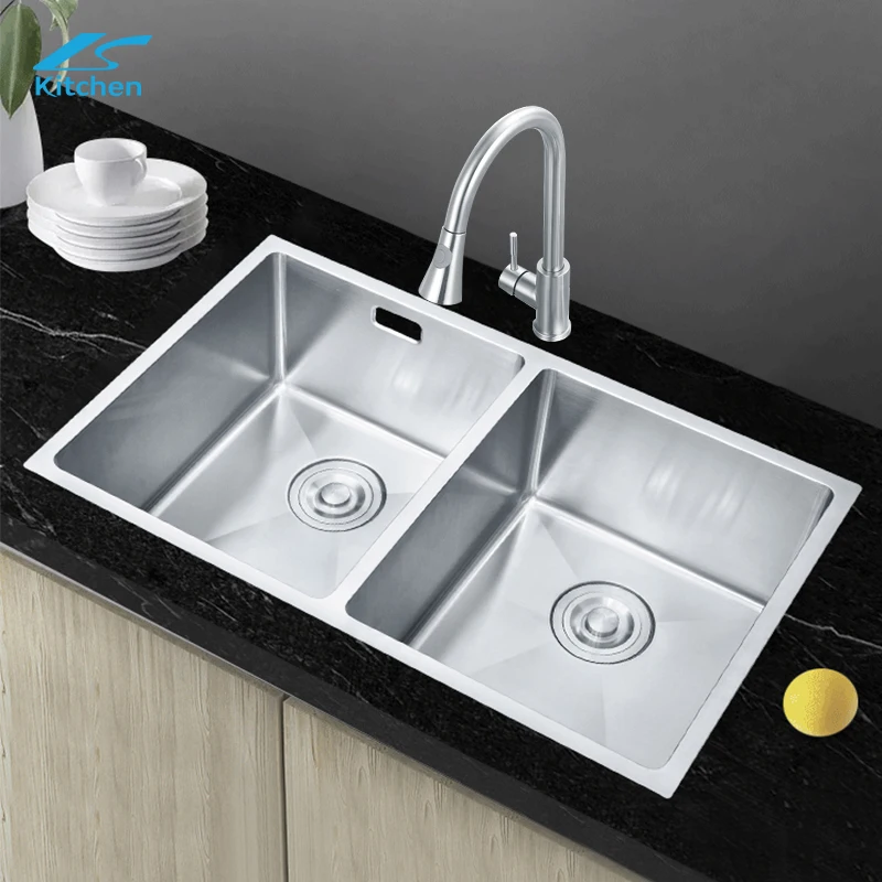 

Morden Commercial Handmade Smart 304 Stainless Steel Kitchen Sink Double Bowl with One-Hole Design Manufactured By Expert Makers