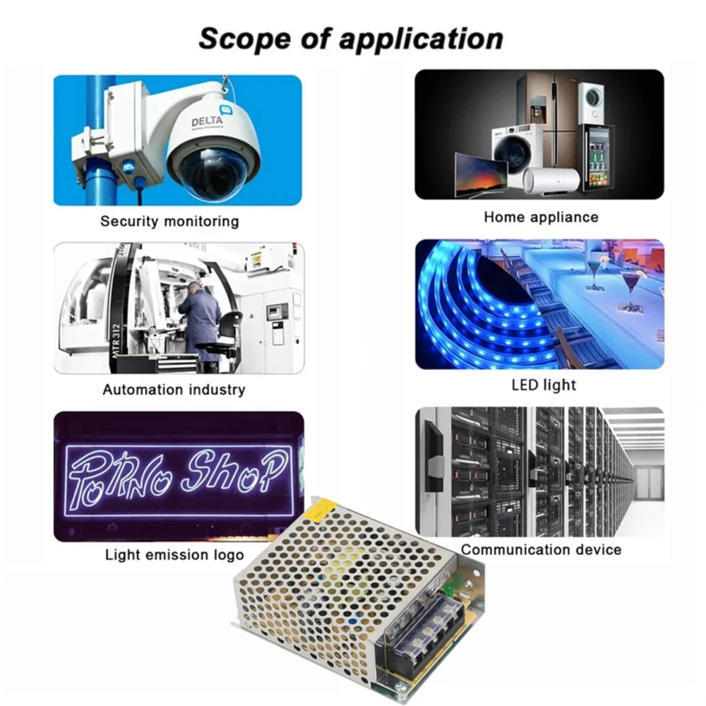 AC 110V-220V Switching Power Supply DC 5V 12V 24V 40W 50W 60W 1.5A 2.5A 4A 5A 8A Adapter for LED Light Strip 3D printer