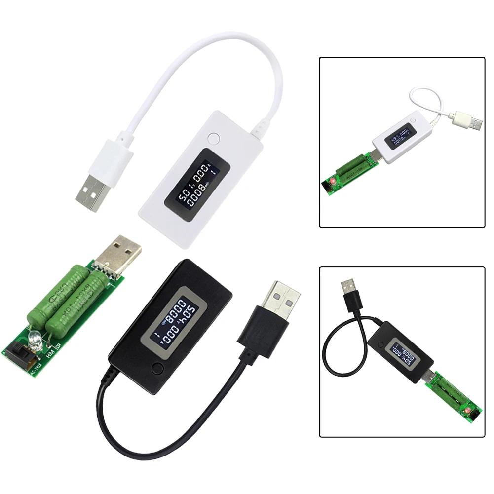 Тестер нагрузки Мониторинг USB-тестер Измеритель тока и напряжения Детектор Простой в использовании ЖК-дисплей Мобильная мощность