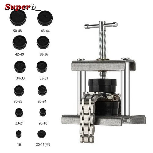 Imagen 2 del producto Juego de prensa de reloj de Metal profesional, parte trasera de reloj para herramienta de cierre y troqueles de ajuste, herramienta de reparación de relojes, Kit de troqueles para relojero