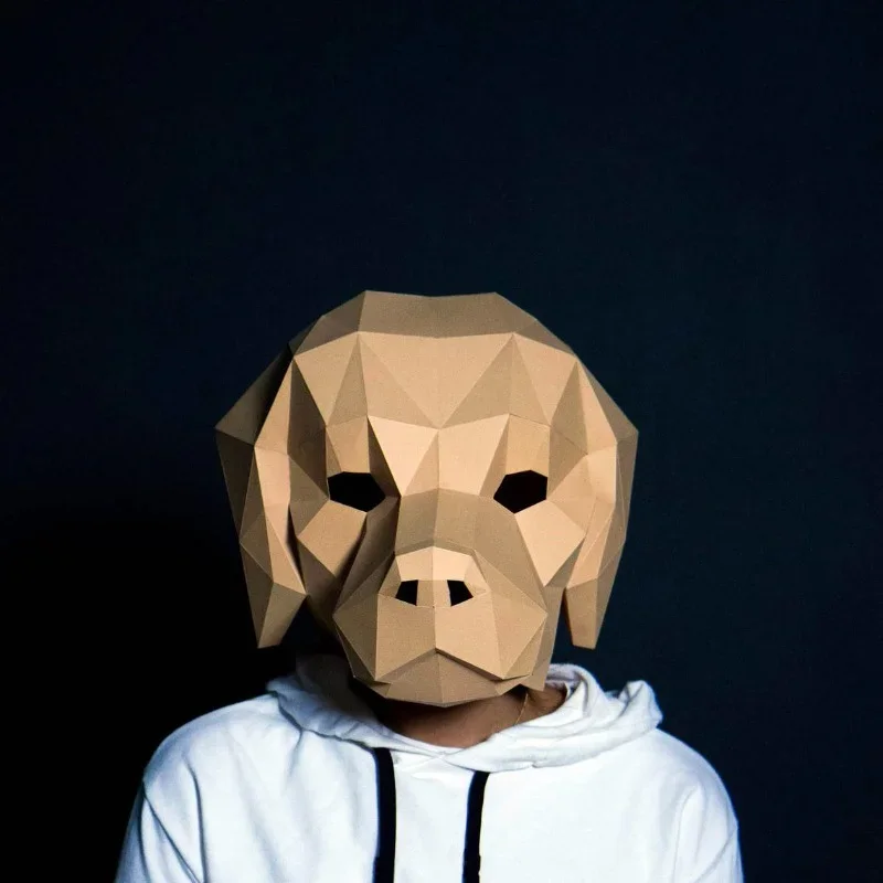 Labrador Nakrycie głowy psa Maska do noszenia Model papierowy Zwierzę Cosplay Papercraft 3D DIY Origami Nakrycie głowy Bal maskowy Impreza Dziewczyny