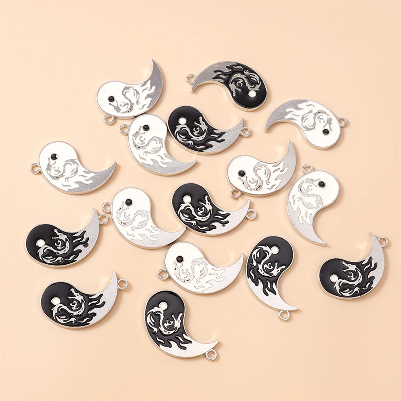 

20pcs Cute Enamel Yin Yang Tai Chi Charms Pendants for Making Necklaces Earrings Bracelet DIY Handmade Craft Jewelry Accessories