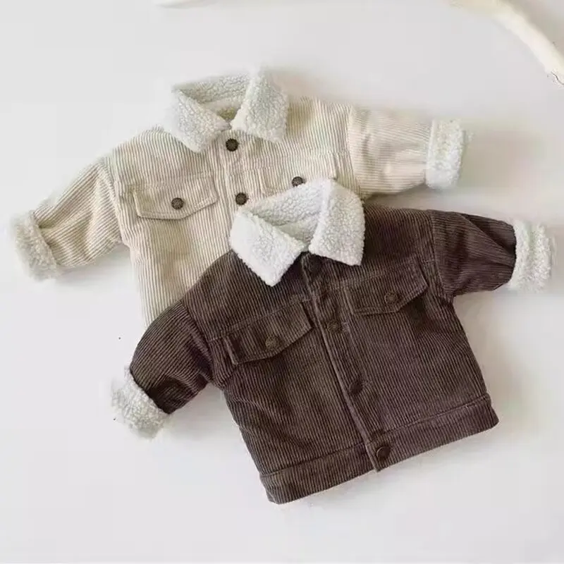 Newborn Baby Girl Boy Corduroy Jacket Winter Warm Thick Kid Outwear Infant Toddler Child Coat Autumn Spring  Baby Clothes 0-3Y