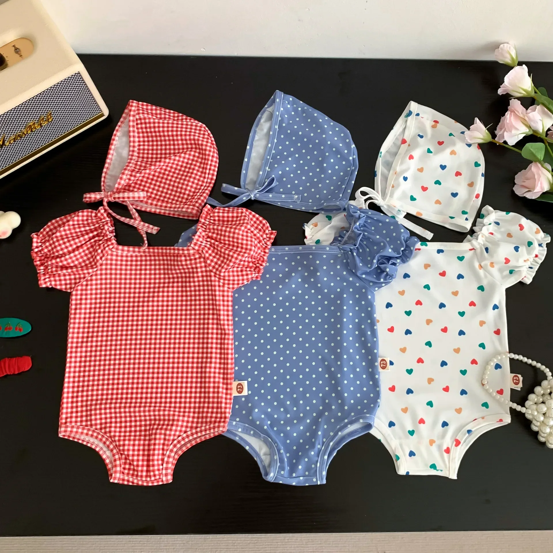 ZOETOPKID 2-teiliges Set Sommer-Baby-Badeanzug mit Schwimmkappe, Einteiliger Badeanzug für Mädchen, Schnelltrocknender Strand-Badeanzug für Draußen – Detail 1