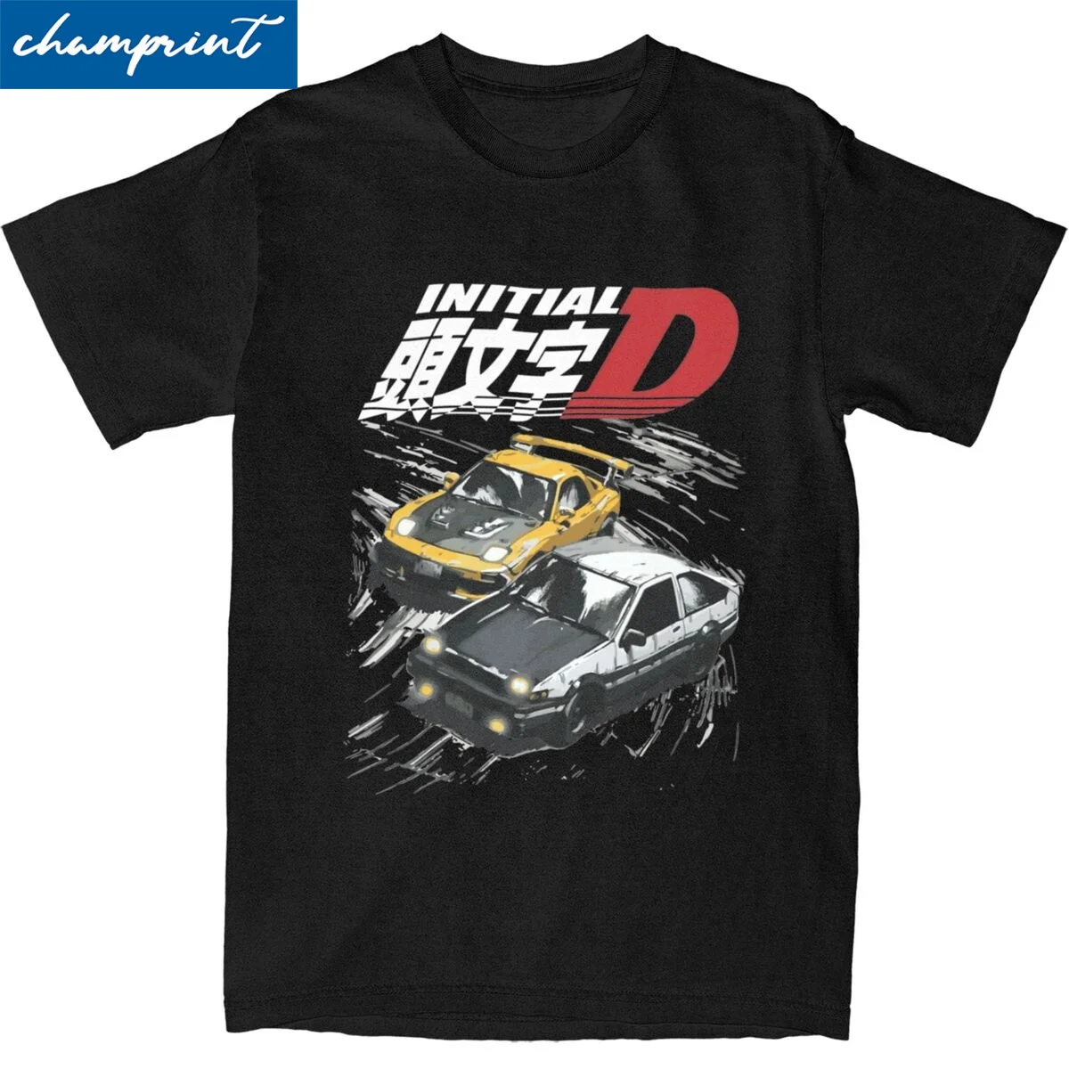 Mountain Drift Racing Initial D Tandems AE86 Vs FD Rx-7 T-Shirt Herren Rundhals Kurzarm Kleidung 100 % Baumwolle Sommer Top T-Shirt