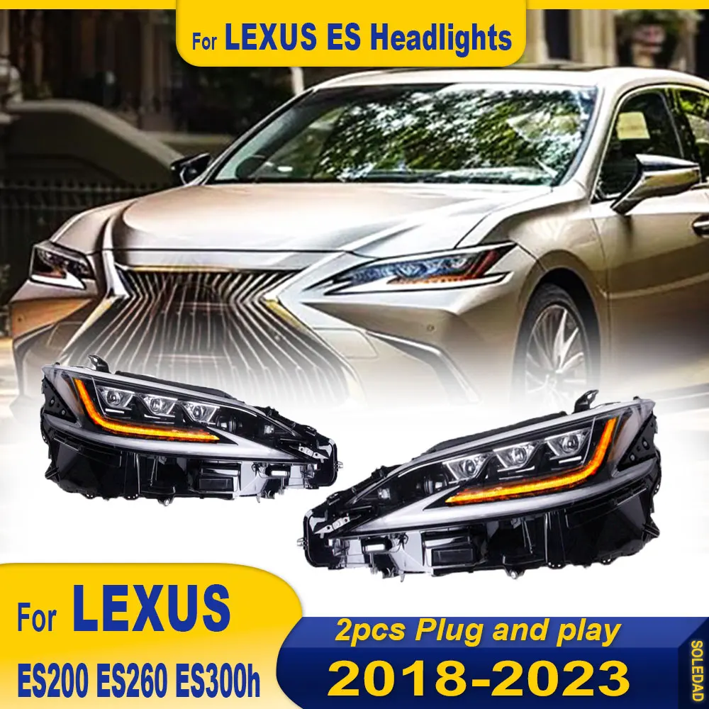 2pcs Car Lights for Lexus ES ES200 LED Headlight 2018-2023 ES200 ES260 ES300H Lamp Drl Projector Lens Automotive Accessories