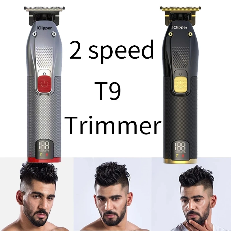 Cortadora de pelo eléctrica profesional T9 para hombre, afeitadora de barbero con USB, 0mm, 2023