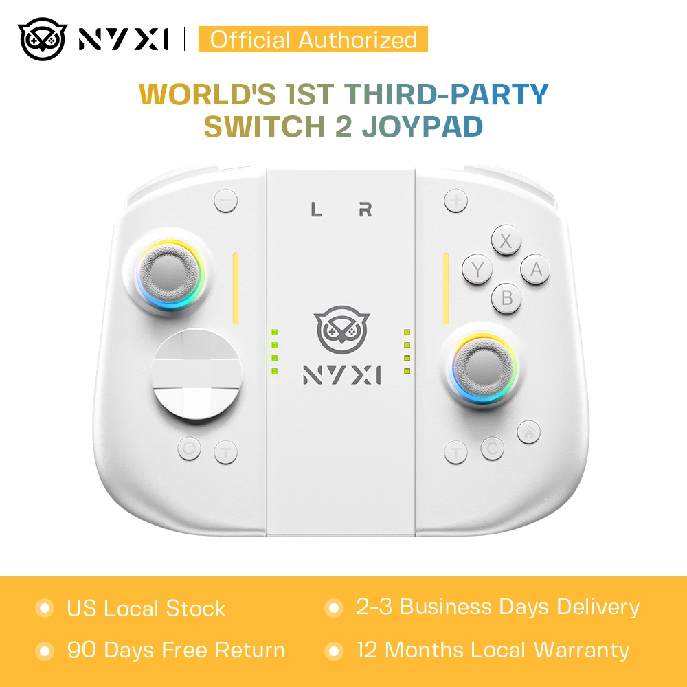 NYXI Hyperion 3 White Edition, Magnetic Modular Joypad for Switch 2, Hall Effect No Drift, Full Mechanical Buttons, 9-Axis Gyro, Pro & Handheld Mode