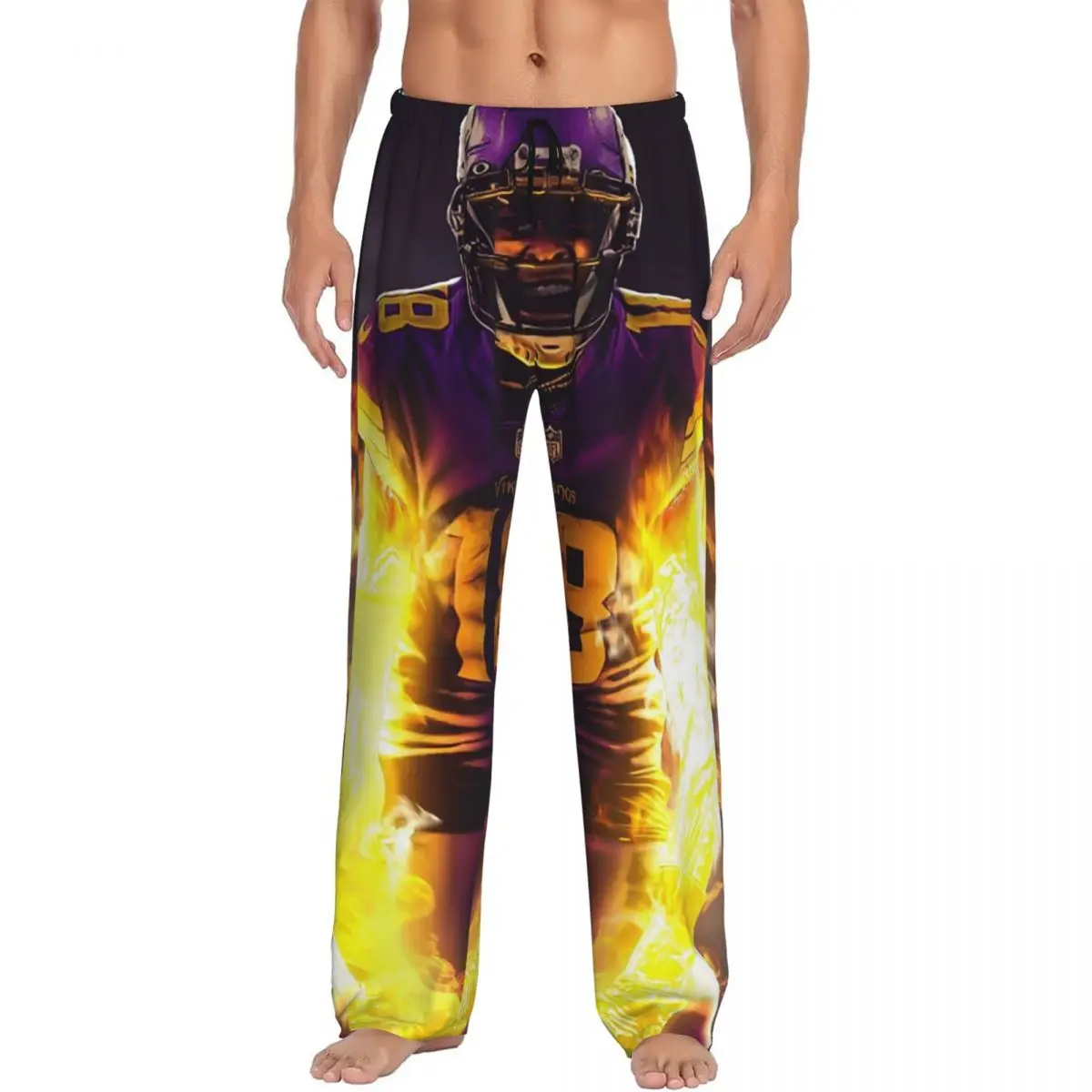 

Изготовленные на заказ пижамные штаны Джастина Джефферсона с сетчатым дизайном, мужская одежда для сна, штаны для сна с карманами