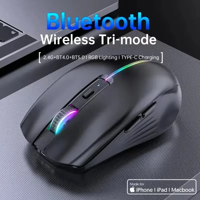 ZLRLMHY-Souris de jeu ergonomique sans fil, aste, silencieuse, Bluetooth RVB, 2.4G, nouveau