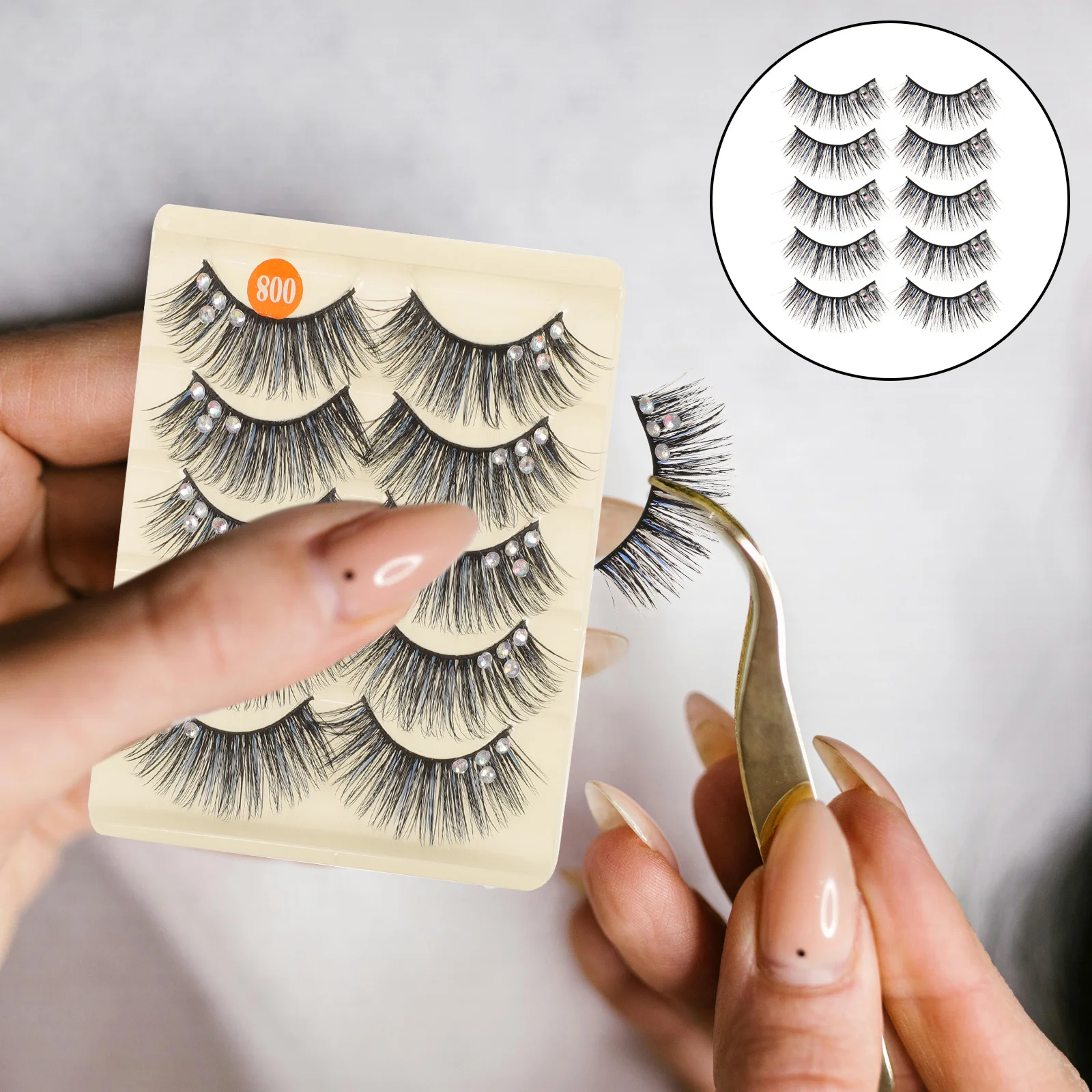 5 أزواج من الرموش الصناعية للمسرح، مظهر طبيعي، خفيف الوزن، سهل الاستخدام، رموش صناعية فردية لإكسسوارات المكياج النسائية #3