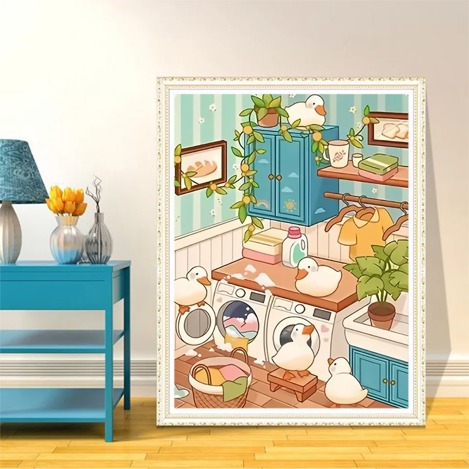 

Полный круглый алмазный живопись утка ремесленный комплект вышивка мультяшными животными Новое поступление мозаика набор домашнего декора для ванной комнаты