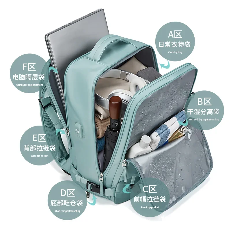 Travel Backpack Women's Waterproof Multifunction 15.6 Inch Laptop Business Casual Woman Lightweight Backpacks With Shoe Bag