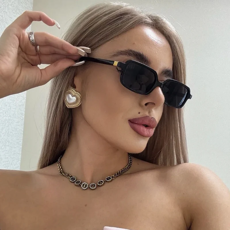 Motorcycle 4pcs Small Square Frame Sunglasses Female Colorful Lens Eyeglasses Rivet Design Outdoor UV400 Glasses Unisex