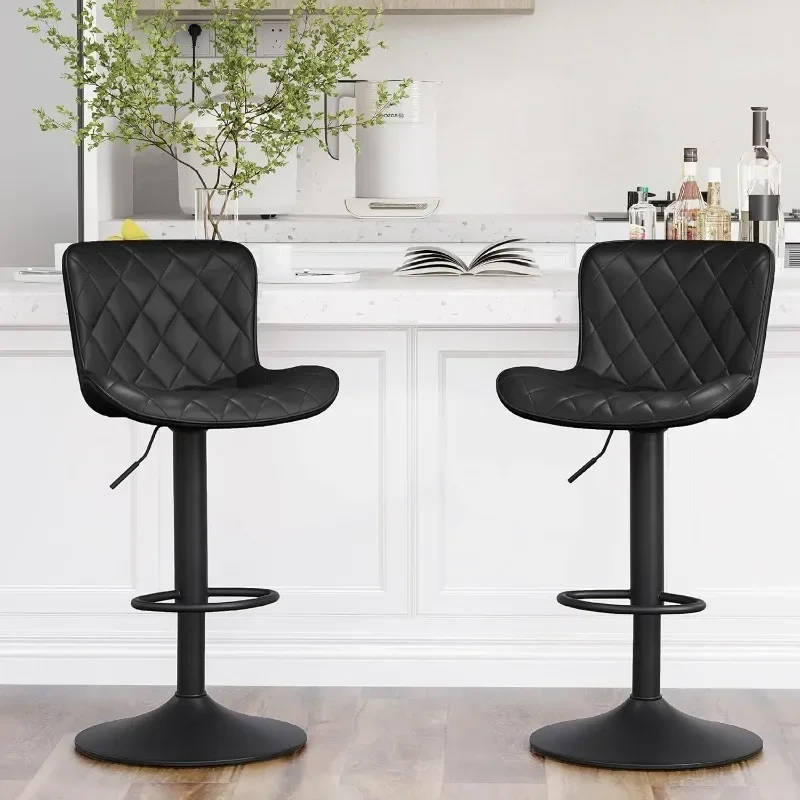 Bar Stools Faux Leather Barstools with Back Modern Swivel Counter Height Stool Adjustable High Bar Chairs for Kitchen Islands