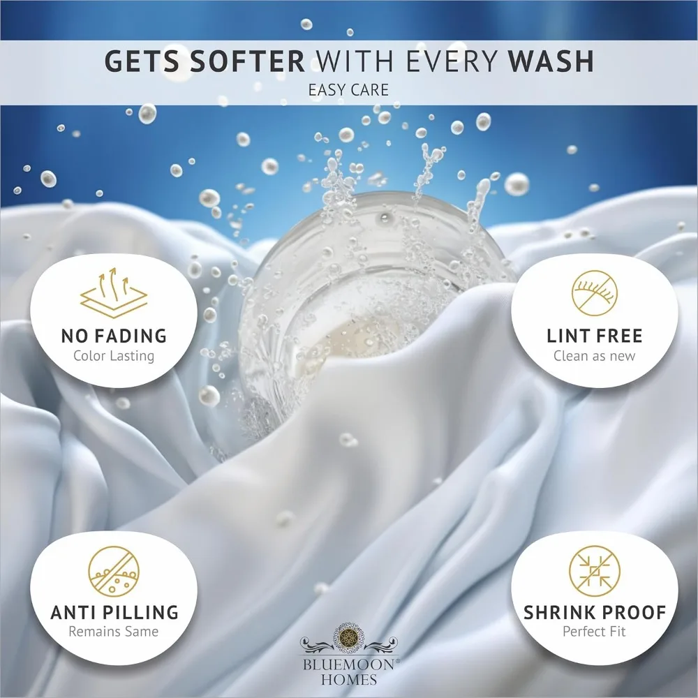 Queen size 1000-draadt beddengoed van Egyptisch katoen van Bluemoon Homes - katoenen lakenset met lange stapel