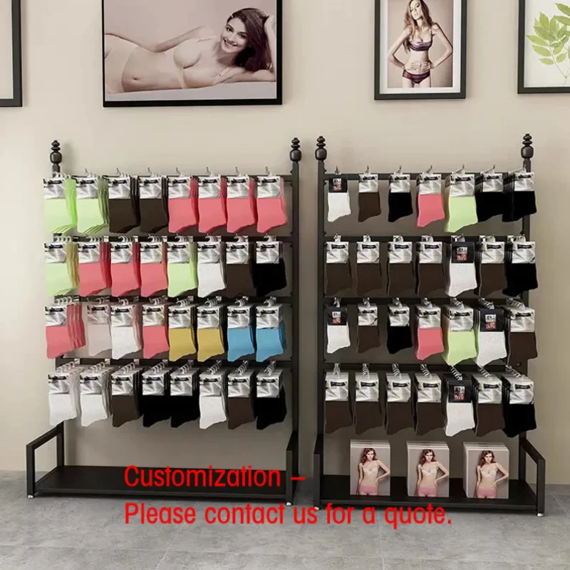 custom.Iron Metal Wall-to-Floor Adjustable Display Rack Socks Gloves Jewelry Underwear-Storage Holders & Racks