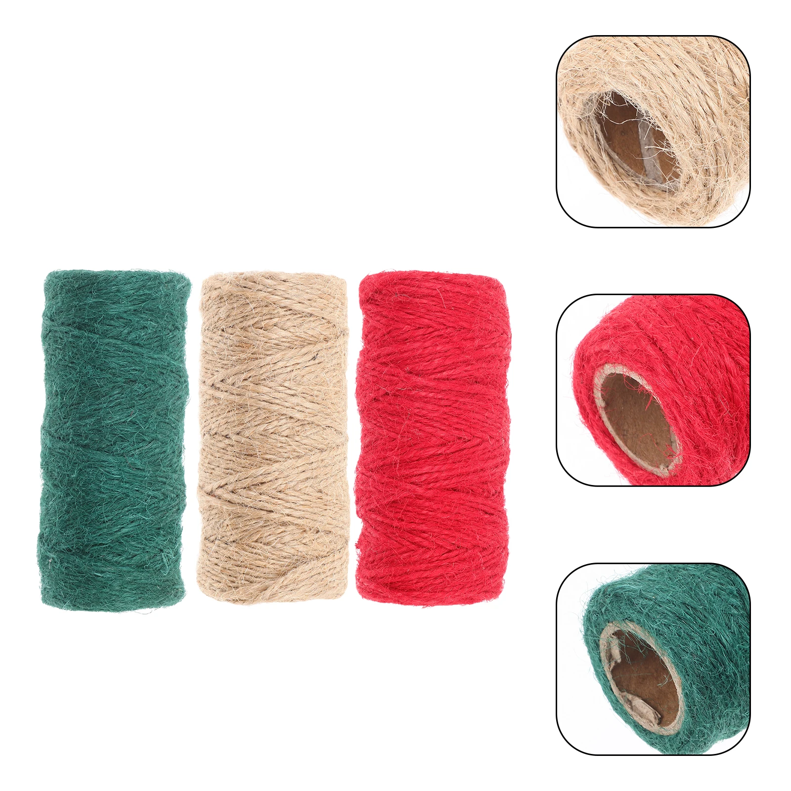 3pcs 크리스마스 장식 황마 끈 1 5mm 컬러 대마 로프 홈 파티 결혼식을위한 천연 공예 바인딩 로프