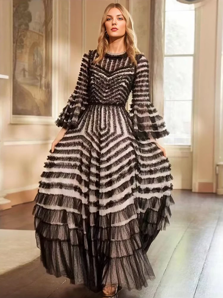 Designer 2023 New Women\'s Elegant Party Dress High Quality Formal Occasion Casual Evening Long Dress Fashion French Chic Vintage