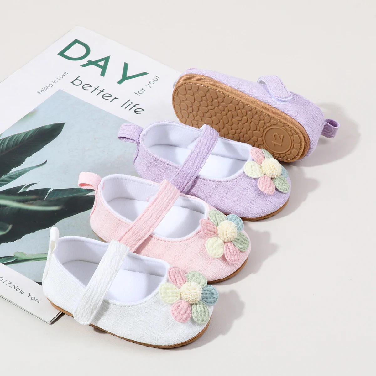 Newborn Infant Baby Girl Kids Shoes Soft Sole Crib Prewalker Toddler Anti-Slip Solid Ruffled First Walkers Shoe Baptism