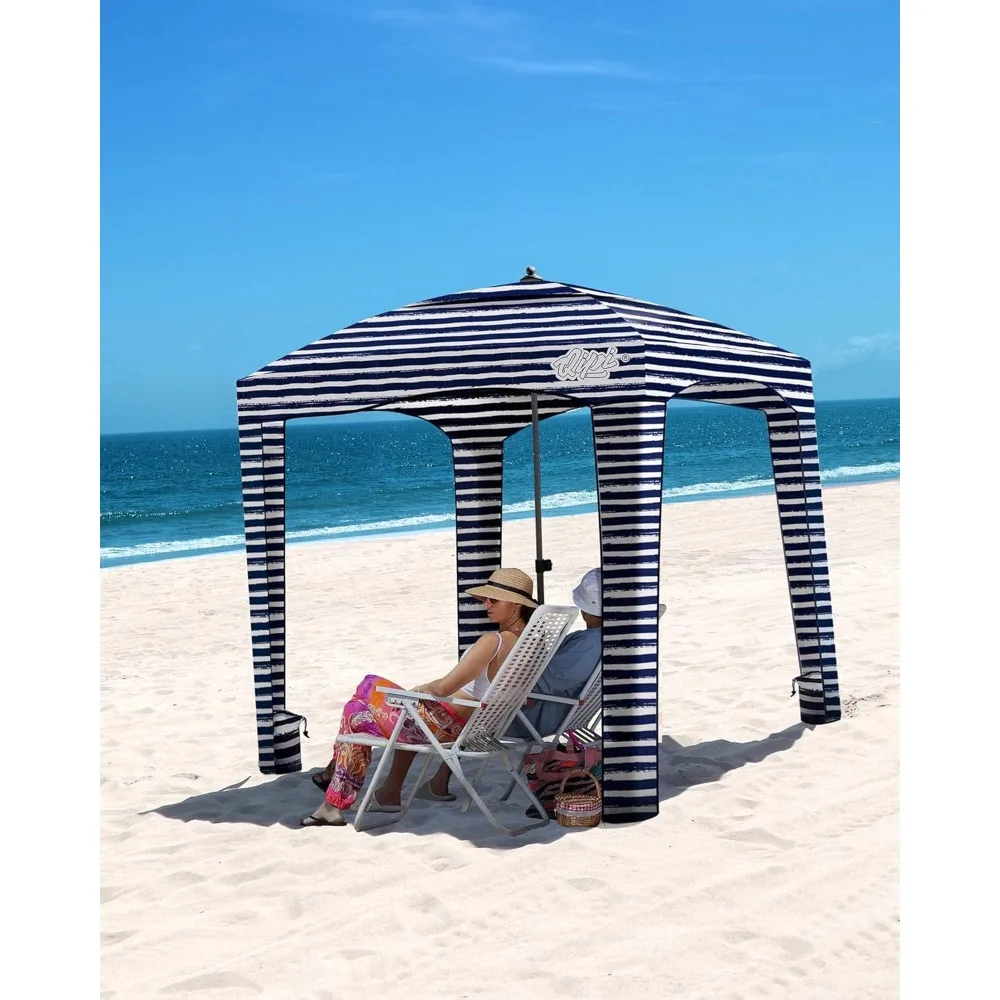 

Beach Cabana - Easy to Set Up Canopy, Waterproof, Portable 6' x 6' Beach Shelter, Included Side Wall, for Kids, Family & Friends