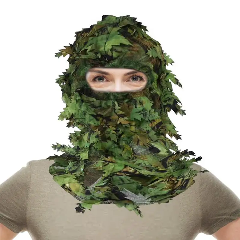 Leaf Camouflage Head Cover Camouflage Maple Leafy 3D Face Cover 3D Full Cover Camo Face Cover Accessories For Hunting Camping