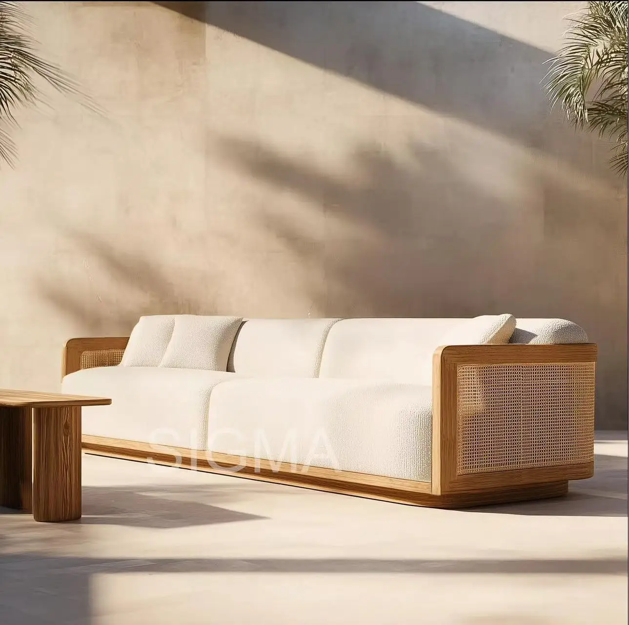 New Arrival Modern Patio Villa Teak Wooden Outdoor Sofa Set Leisure Outdoor Courtyard Teak Wood Garden Sofa