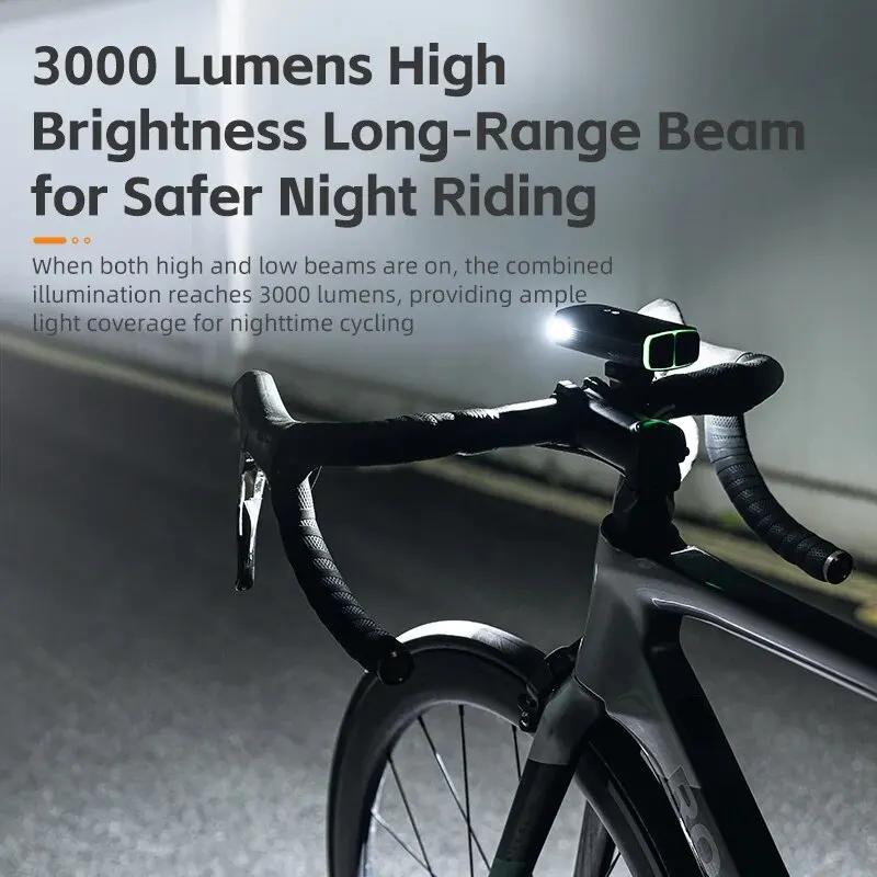 ROCKBROS Lumière Vélo 3000 Lumens - Phare LED USB Rechargeable 6 Modes Avec Power Bank Pour VTT Et Route