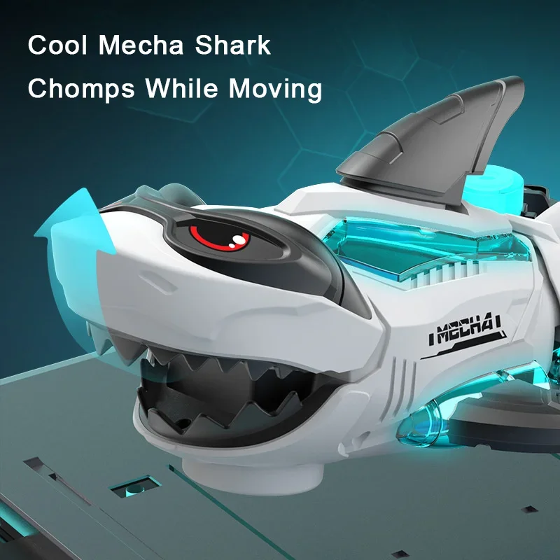 Electric Walking Shark Robotic Toy With Flashing Lights Music Sound EffectsAuto Drive Omnidirectional Crawling Fish Gift For Kid