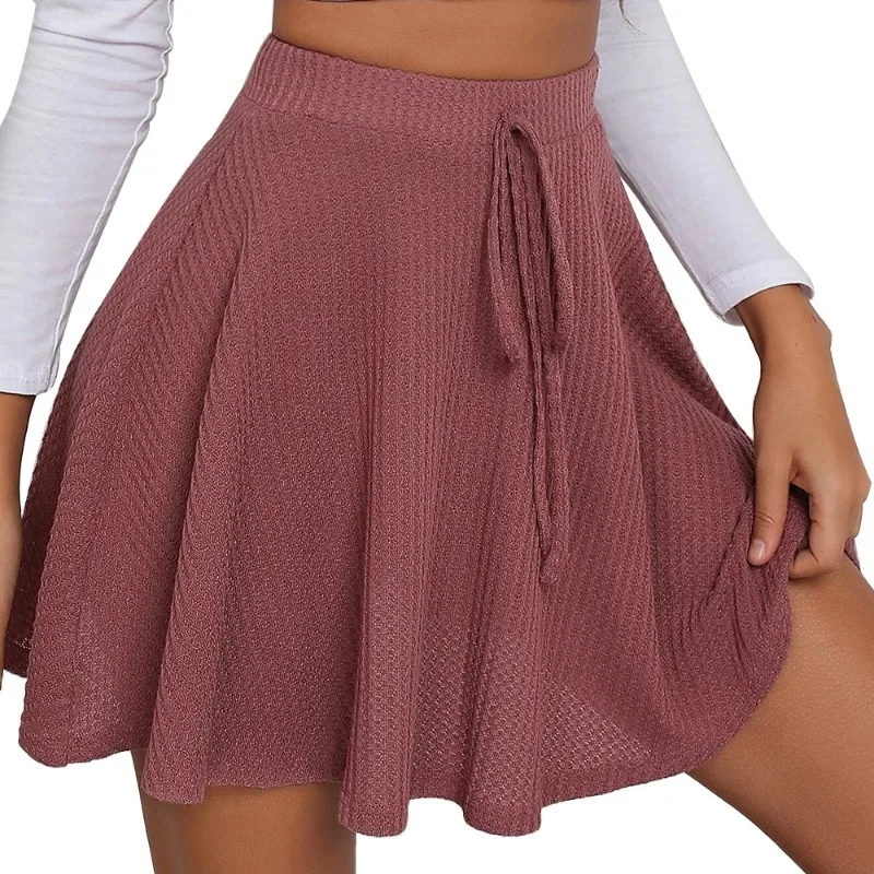 2024 Women's Academy Fashion Mini Skirts Solid Autumn/Winter Female Clothing Woman High Waist Sport Casual A-line Skirt YSQ24