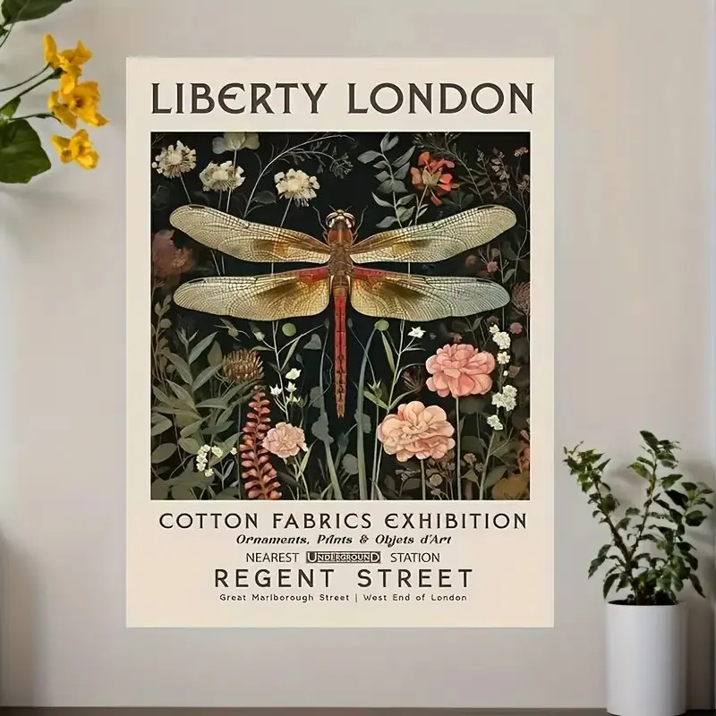 

Dragonflies and Flowers - Canvas printed wall paintings for home decoration, suitable for homes, offices, parties and bars