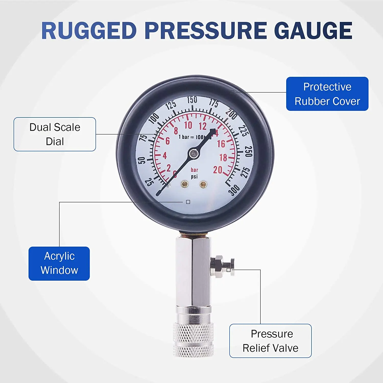 Gasoline Engine Compression Tester Car Pressure Gauge Tester Meter Auto Petrol Gas Engine Cylinder with M10 M12 M14 M18 Adapter