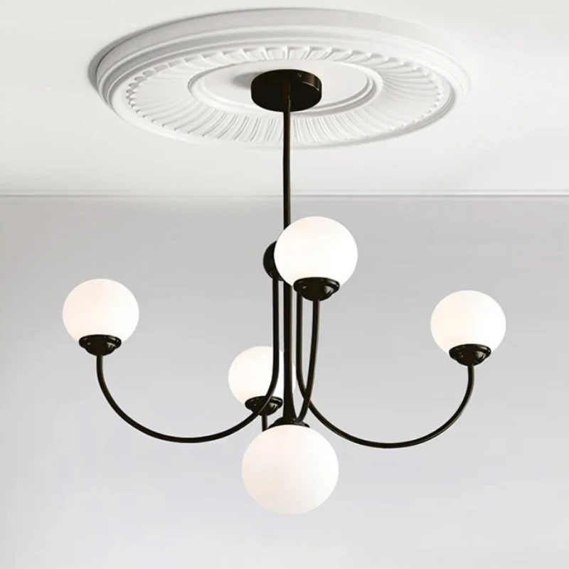French Simple Ceiling Chandeliers Designer Glass Ball Lampshade Living Room Restaurant Kitchen Cafe Homestay Offical Decoration