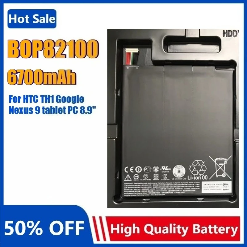 

NEW Replacement Tablet Battery BOP82100 B0P82100 for HTC TH1 Google Nexus 9 Tablet PC 8.9" bateria 6700mAh Rechargeable Battery