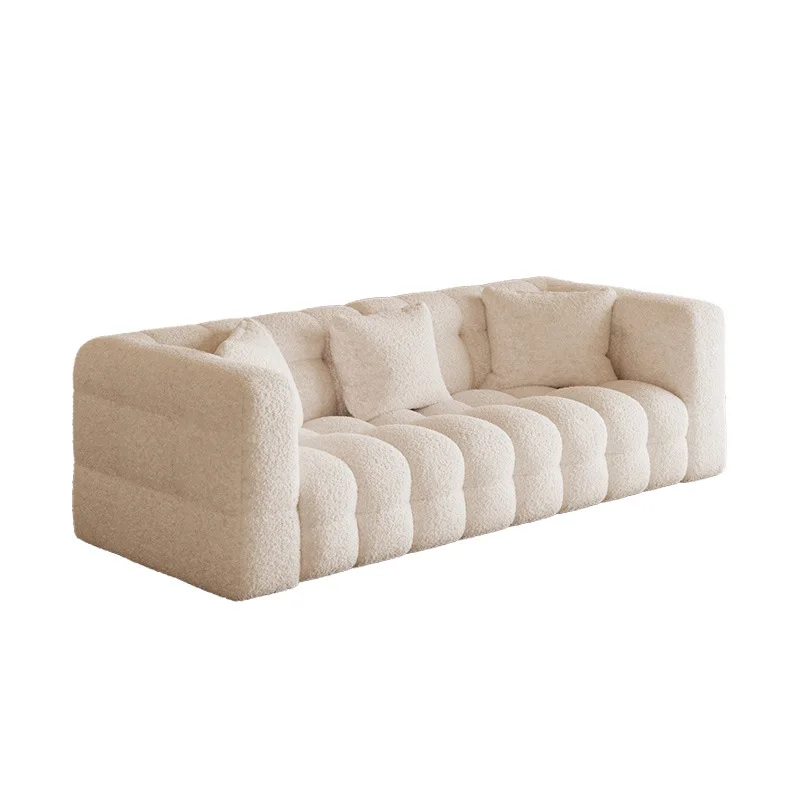 PYJ French simple fabric cloud living room cream wind lamb wool puff sofa