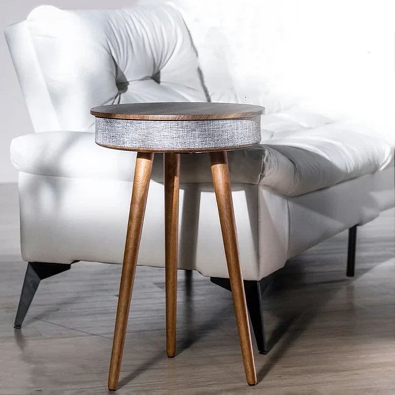 Smart Round Tea Table with Bluetooth Speaker Living Room  Table with Wireless Charging Multi-Function Side Table