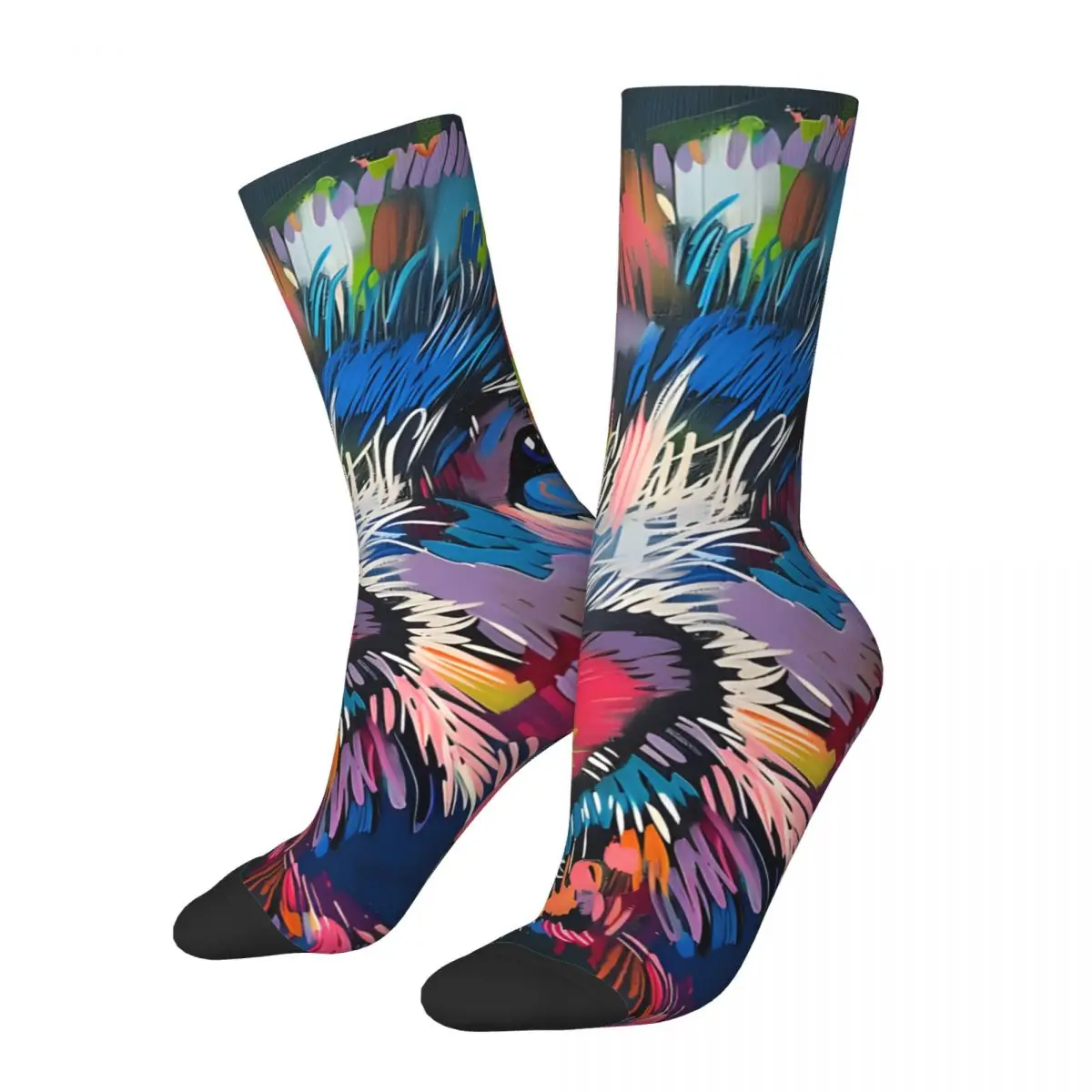 Vintage Cool Pig - Colorful Graffiti Inspired Art Men's compression Socks Unisex Harajuku Pattern Printed Novelty Crew Sock