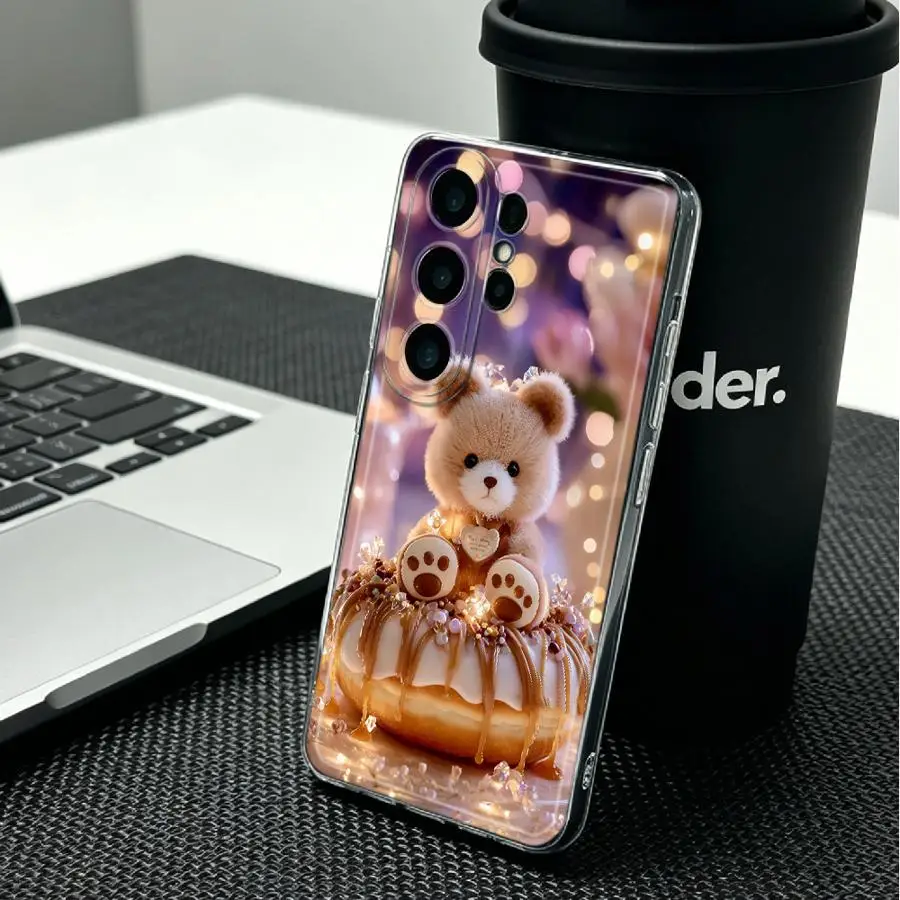 Phone Cover Case for Samsung Galaxy S26 S24 S23 Ultra S22 FE Note 20 Ultra 10 S25 Edge S20 Plus S21 Bear With Bokeh Lights