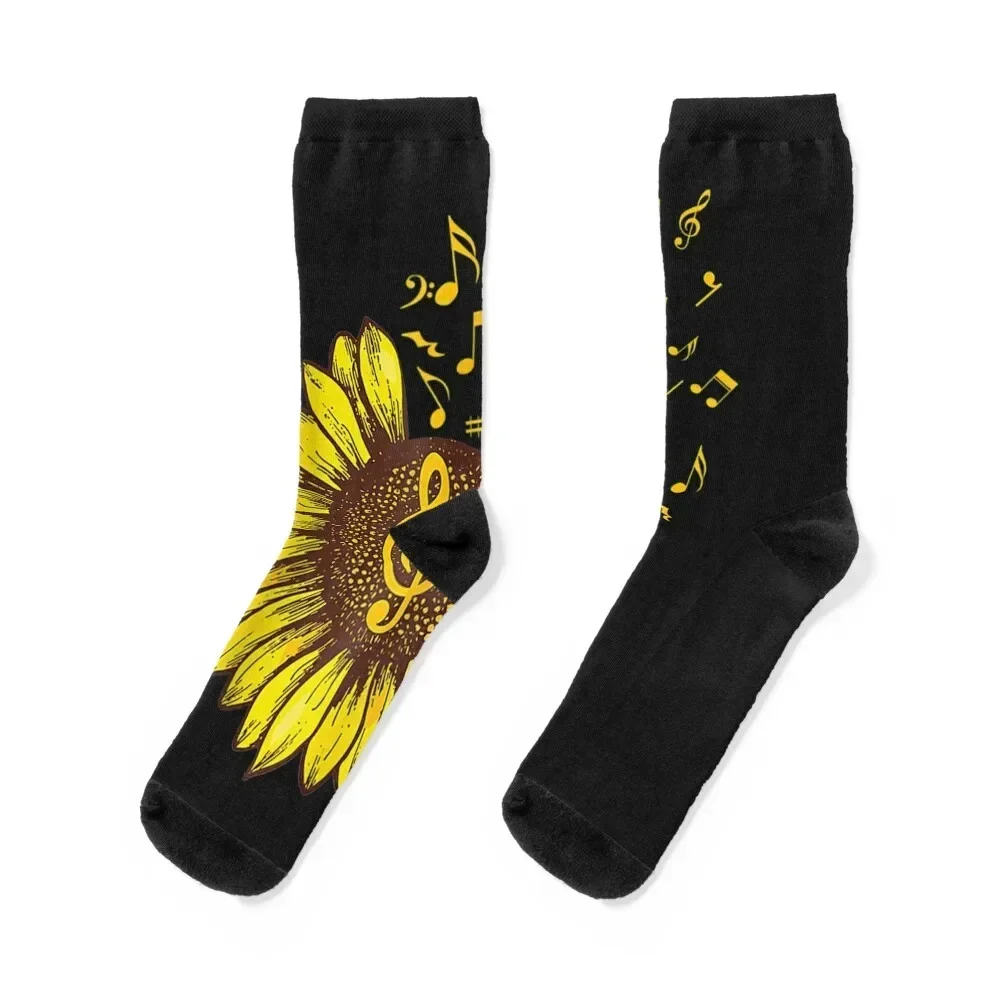 

Sunflower Music Note Music Lover Socks aesthetic cotton cute floral Socks Woman Men's