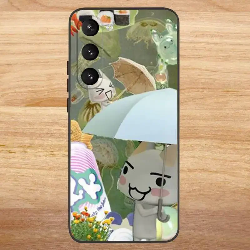 Toro Inoue Cat Cute Phone Case For Samsung S23,23,22,30,21,10,9,Note20 Ultra,Lite,Ultra,5G,Plus,FE,Black Soft Case