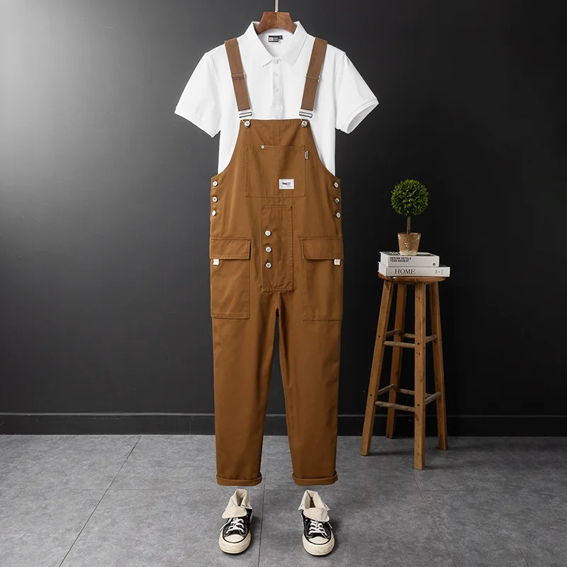 

American Retro Multi-ket Workwear Overalls Loose Straight Leg Motorcycle Sle Men's Faion Long Pants Casual Trousers