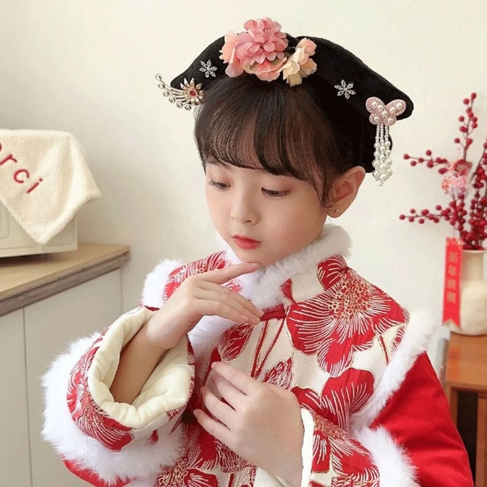 

Classical Flower Hanfu Headband Pearl Tassel Chinese Style Headwear Crown Bow Ancient Style Hair Hoop Headwear