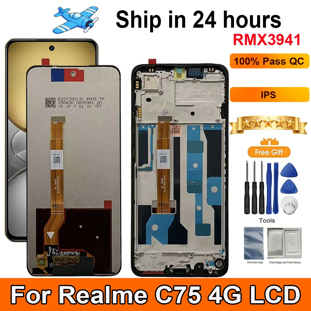6.72' Screen For Realme C75 4G LCD Display Touch Panel Digitizer Assembly Replacement With Frame For Realme C75 4G RMX3941 LCD