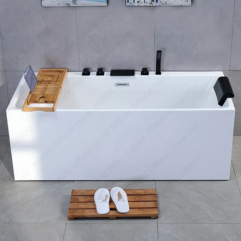 Multi Functional Bathtub,Household Premium Quality Soaking Bath,Acrylic Tub With Dual-side Skirt Right Skirt, Bathroom Furniture