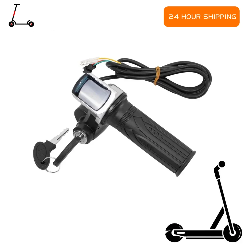 

E-Bicycle Accelerator Accessories With LCD Display 36V 48V 60V Electric Scooter Throttle Grip With Key Lock Power Indicator Part