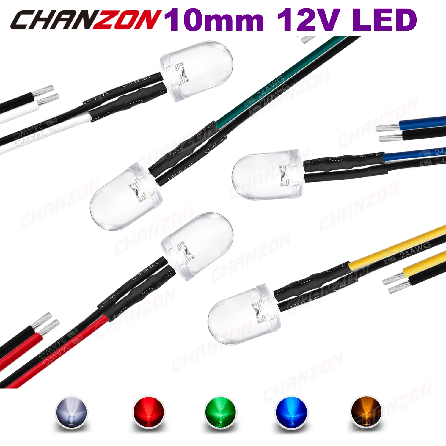 10 Stück 10 mm 12 V vorverdrahtete LED-Diode 5 V 6 V 9 V Lichtperlen weiß rot grün blau gelb helles emittierendes vorverdrahtetes Kabel DIY-Lampe