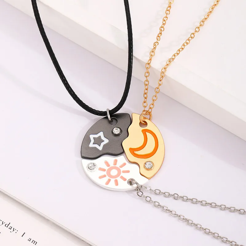 3pcs Good Friend Necklace Matching Alloy 3 Sisters Ladies Jewelry Exquisite Graduation Season Homecoming Clothing Accessories