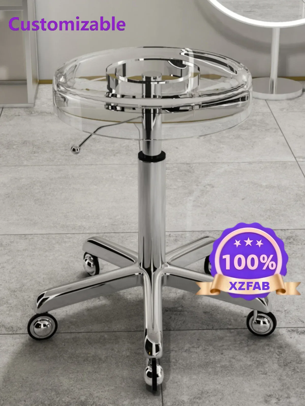 Factory Direct 2026 Stainless steel large worker stool, lifting beauty stool, fashionable rotating hairdresser's chair, makeup,